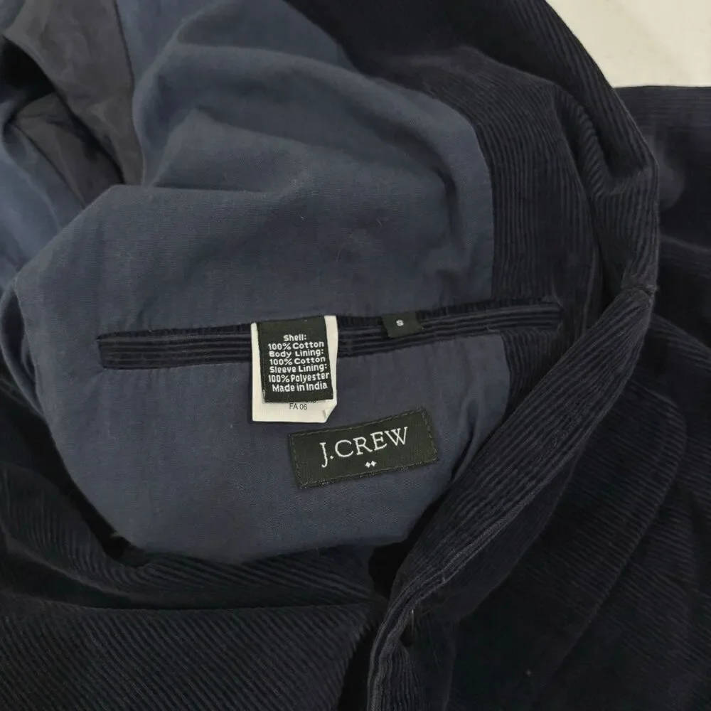 J Crew Mens Corduroy Blazer Navy Blue S Sport Coat Jacket Preppy Dark Academia